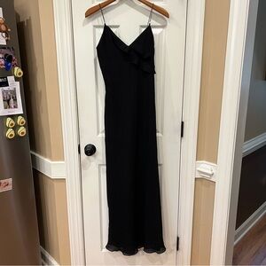 Vintage Y2K Byer Too! Black Beaded Strap Ruffle Maxi Dress Made in USA Women’s